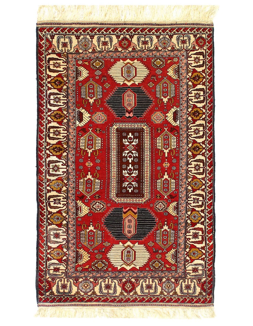 Rust Afghan Baluch Silk &Wool Rug 4'X 6': Rust Afghan Baluch Silk &Wool Rug 4'X 6' - circa 1980, Afghan, Hand-Knotted, Wool & Silk, 300 -D12398- 862.This item is part of our fine auction collection which includes many fine home accessories in