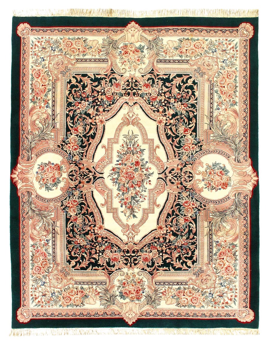 Fine Hand Knotted Chinese Abusson rug 7'5'' X 9'5'': Fine Hand Knotted Chinese Abusson rug 7'5'' X 9'5'' - 2000, Abussan, Hand-Knotted, Lamb's Wool, 300 -D03313- 862.This item is part of our fine auction collection which includes many fine home accessor