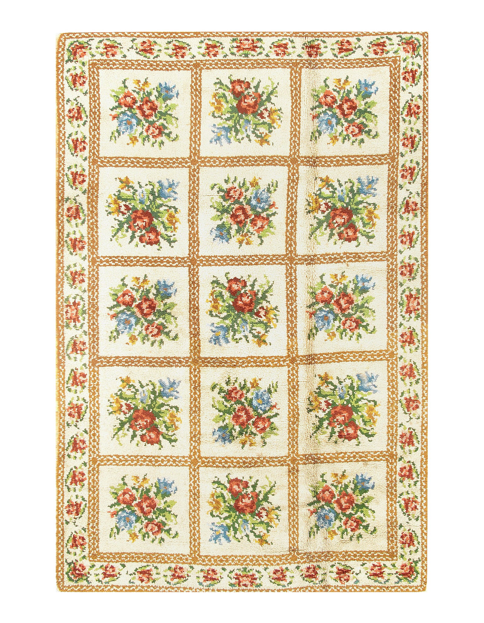 Beige Aubusson Pile Rug 6'.3'' X 9'.7'': Beige Aubusson Pile Rug 6'.3'' X 9'.7'' - circa 1960, Abussan, Hand-Knotted, Lamb's Wool, 300 -D07803- 862.This item is part of our fine auction collection which includes many fine home accessories