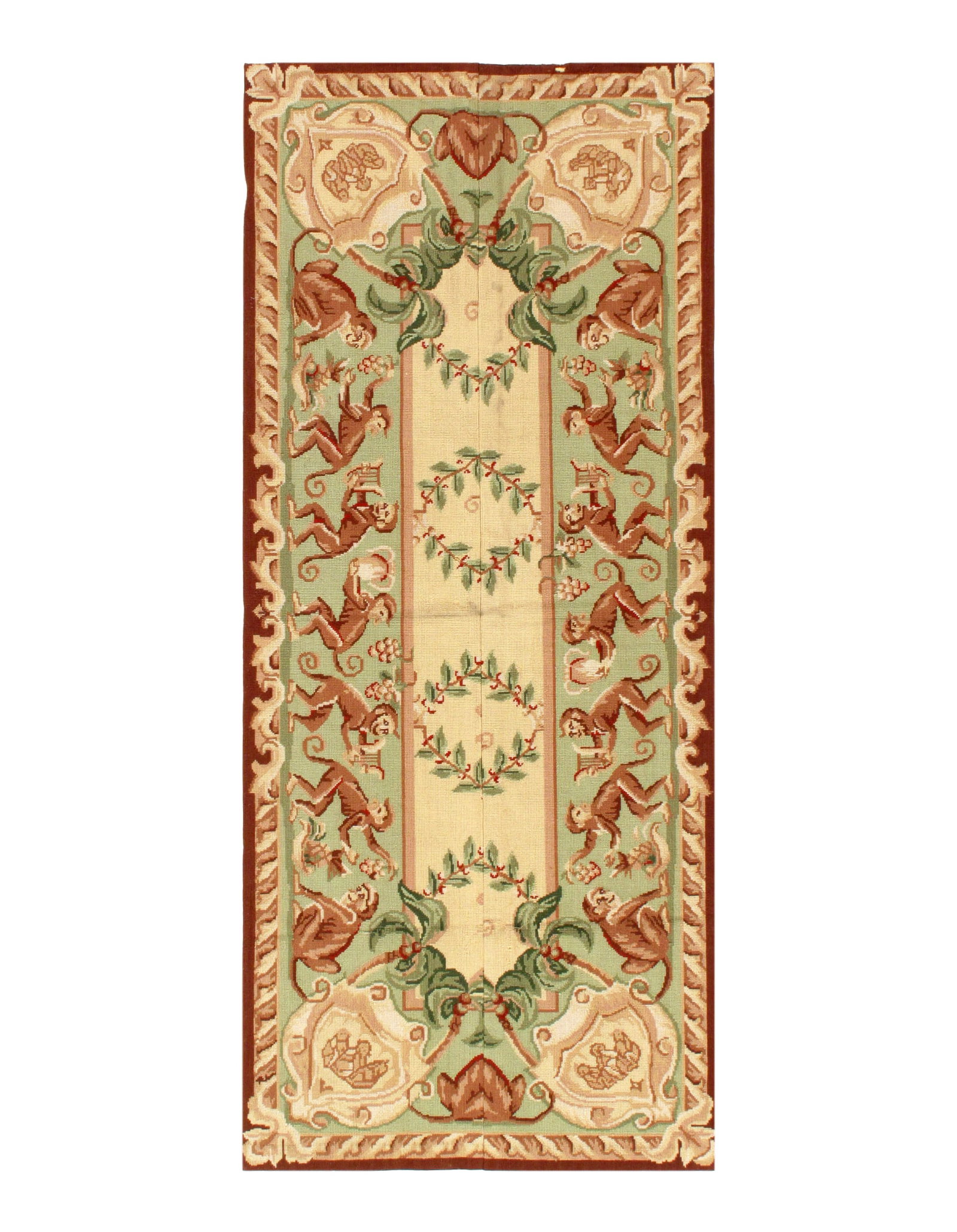 Beige Needlepoint Rug 2'.5'' X 5'.8'': Beige Needlepoint Rug 2'.5'' X 5'.8'' - circa 1960, Abussan, Hand-Knotted, Lamb's Wool, 300 -D07795- 862.This item is part of our fine auction collection which includes many fine home accessories