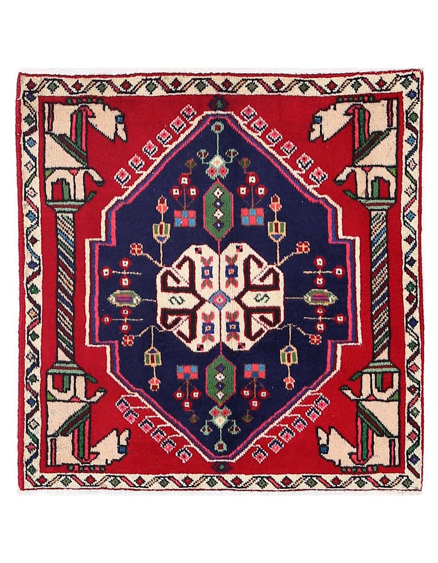 Fine Hand knotted Persian square Abadeh rug 2'1'' X 2'1'': Fine Hand knotted Persian square Abadeh rug 2'1'' X 2'1'' - 1980, Abadeh, Hand-Knotted, Lamb's Wool, 300 -D13436- 862.This item is part of our fine auction collection which includes many fine home acc