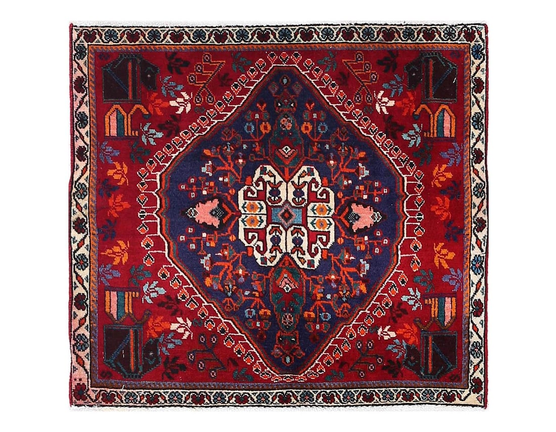 Persian Hand knotted Square Abadeh rug 2' X 2'1'': Persian Hand knotted Square Abadeh rug 2' X 2'1'' - 1980, Abadeh, Hand-Knotted, Lamb's Wool, 300 -D13432- 862.This item is part of our fine auction collection which includes many fine home accessories