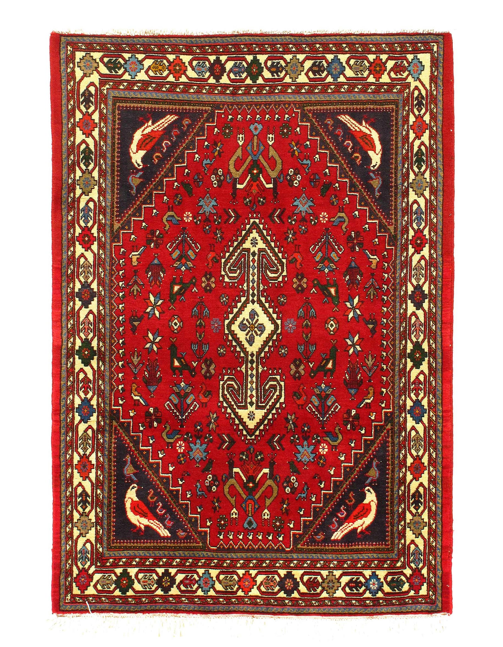 Red Fine Hand Knotted Persian Abadeh Rug 3' X 5' (1 of 5)