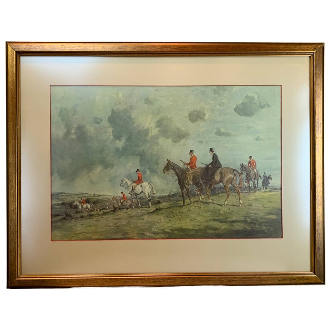 Antique Hand Colored Engraving The Bedale Hunt By Anson Martin Engraved by W H Simmons - 35'' x 27'' (1 of 9)