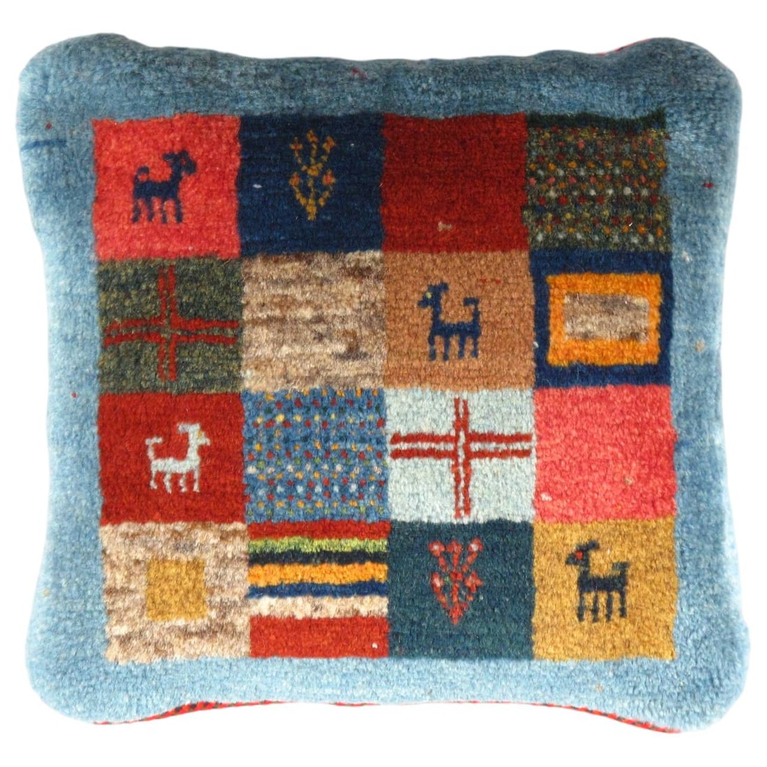 Fine Hand knotted Gabbeh pillow 16"X 16": Fine Hand knotted Gabbeh pillow 16"X 16" - N/A, Gabbeh, Hand-Woven, Lamb's Wool, 300 -PG 418- 862.This item is part of our fine auction collection which includes many fine home accessories including a