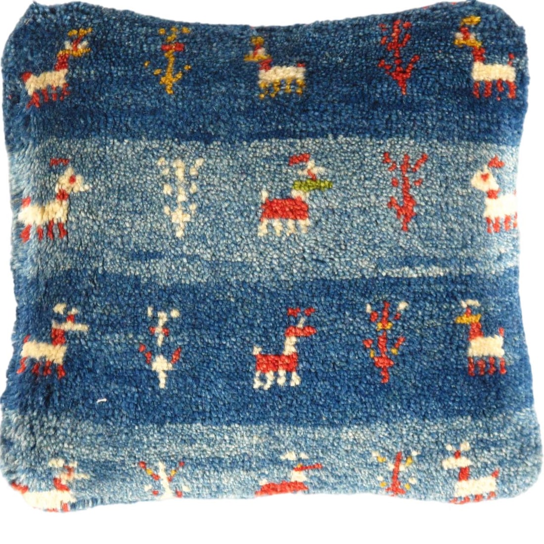 Fine Hand knotted Gabbeh pillow 14"X 14": Fine Hand knotted Gabbeh pillow 14"X 14" - N/A, Gabbeh, Hand-Woven, Lamb's Wool, 300 -PG 441- 862.This item is part of our fine auction collection which includes many fine home accessories including a