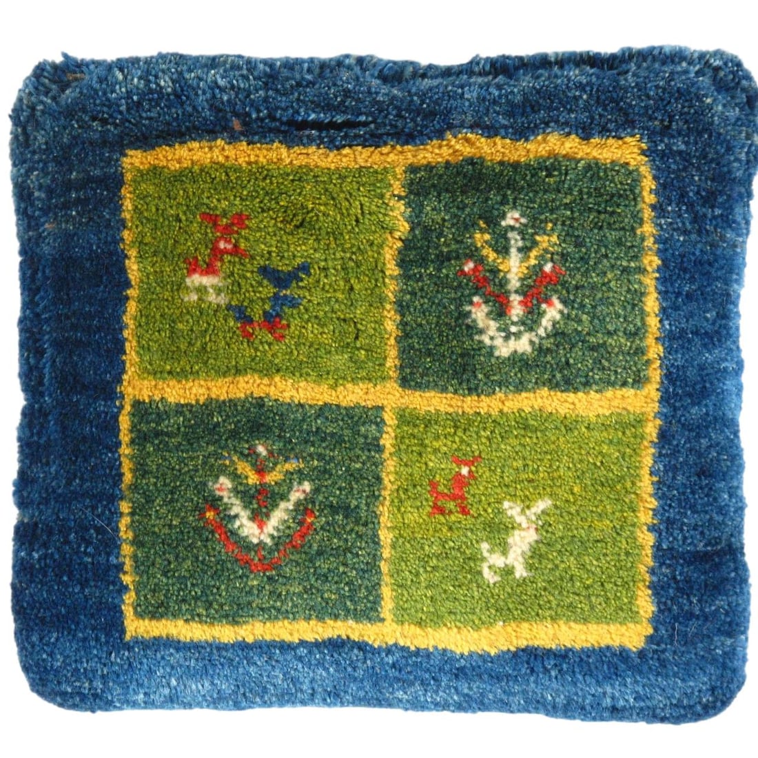 Fine Hand knotted Persian Gabbeh pillow 16'' X 17'': Fine Hand knotted Persian Gabbeh pillow 16'' X 17'' - New, Gabbeh, Handmade , Lamb's Wool, 300 -PG 424- 862.This item is part of our fine auction collection which includes many fine home accessories i