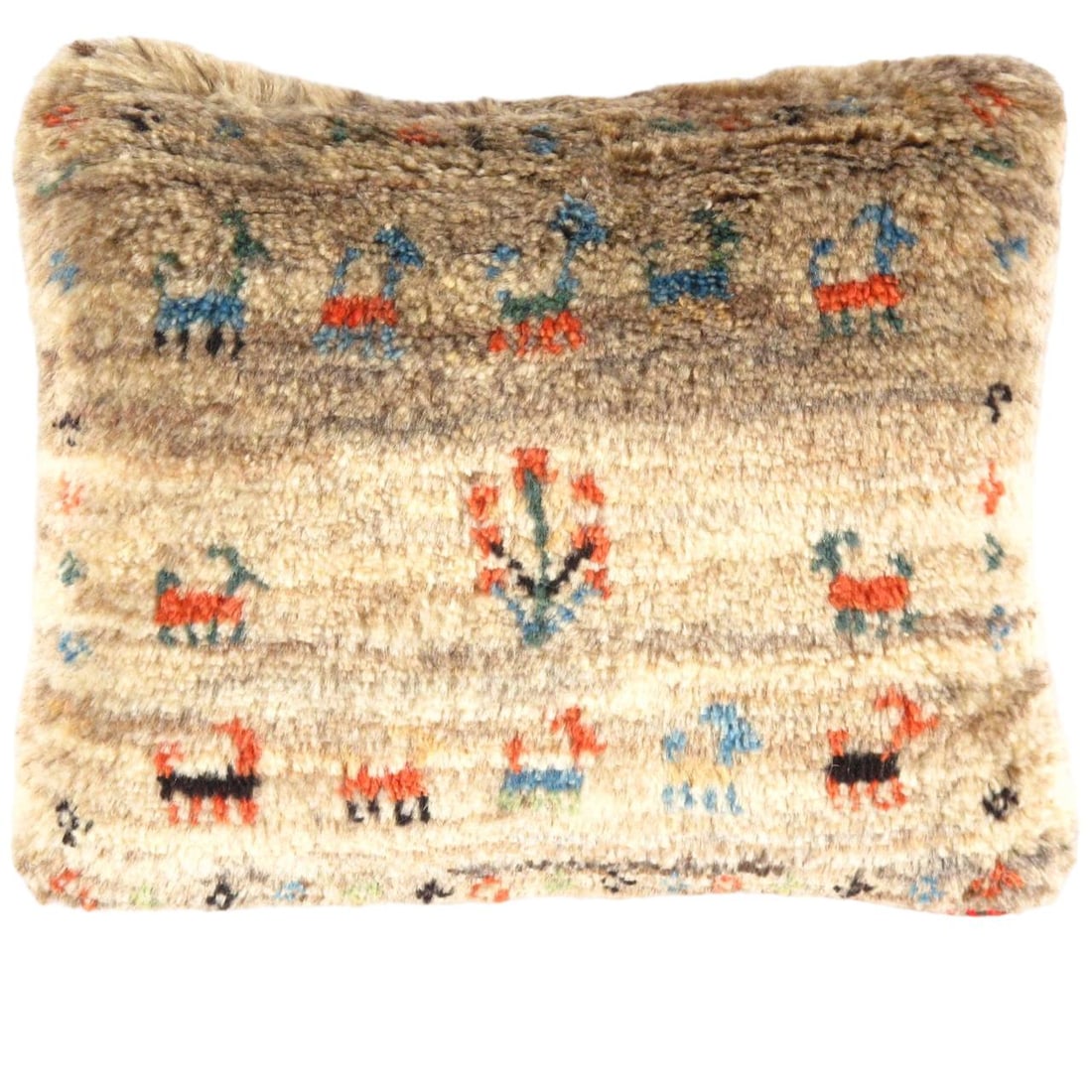Fine Hand knotted Persian Gabbeh pillow 14'' X 17'': Fine Hand knotted Persian Gabbeh pillow 14'' X 17'' - New, Gabbeh, Handmade , Lamb's Wool, 300 -PG 228- 862.This item is part of our fine auction collection which includes many fine home accessories i