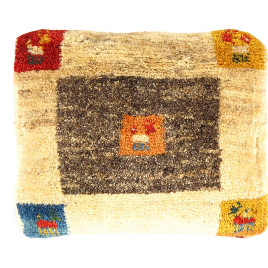 Fine Hand knotted Persian Gabbeh pillow 14'' X 17'': Fine Hand knotted Persian Gabbeh pillow 14'' X 17'' - New, Gabbeh, Handmade , Lamb's Wool, 300 -PG 407- 862.This item is part of our fine auction collection which includes many fine home accessories i