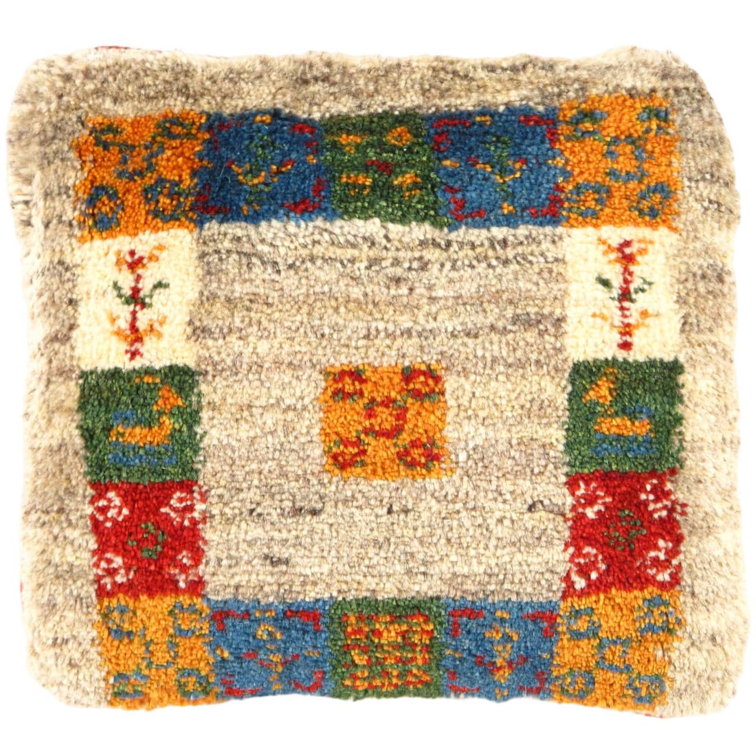 Fine Hand knotted persian Gabbeh pillow 16'' X 17'': Fine Hand knotted persian Gabbeh pillow 16'' X 17'' - New, Gabbeh, Handmade , Lamb's Wool, 300 -PG 223- 862.This item is part of our fine auction collection which includes many fine home accessories i