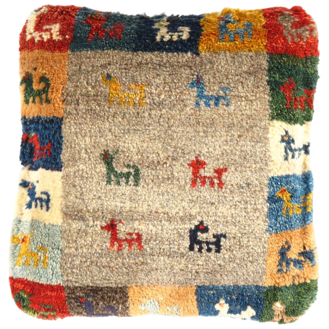 Fine Hand knotted Gabbeh pillow 16"X 16" (1 of 2)