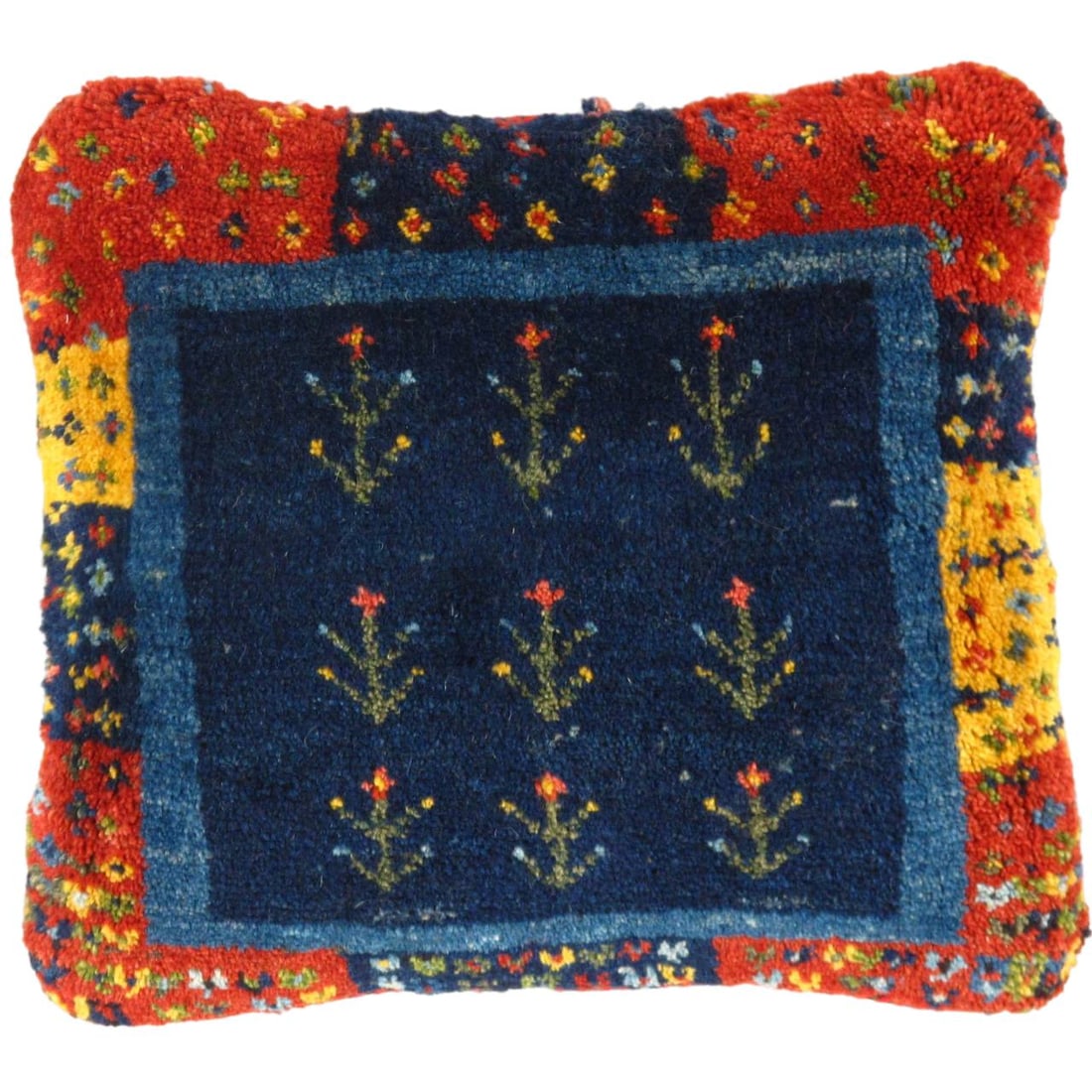 Fine Hand knotted Gabbeh pillow 15"X 16" (1 of 2)