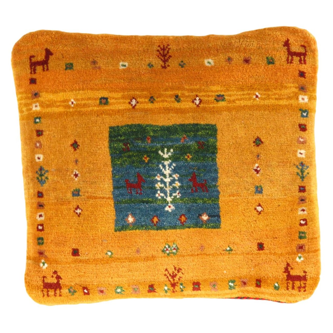 Fine Hand knotted Gabbeh pillow 16"X 16": Fine Hand knotted Gabbeh pillow 16"X 16" - N/A, Gabbeh, Hand-Woven, Lamb's Wool, 300 -PG 409- 862.This item is part of our fine auction collection which includes many fine home accessories including a