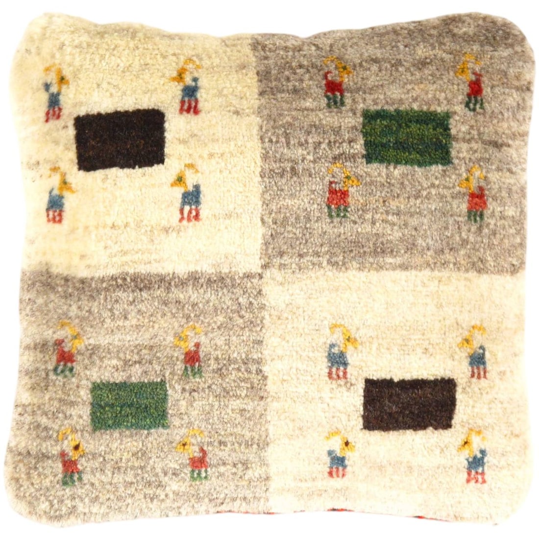 Fine Hand knotted Gabbeh pillow 16"X 16": Fine Hand knotted Gabbeh pillow 16"X 16" - N/A, Gabbeh, Hand-Woven, Lamb's Wool, 300 -PG 357- 862.This item is part of our fine auction collection which includes many fine home accessories including a