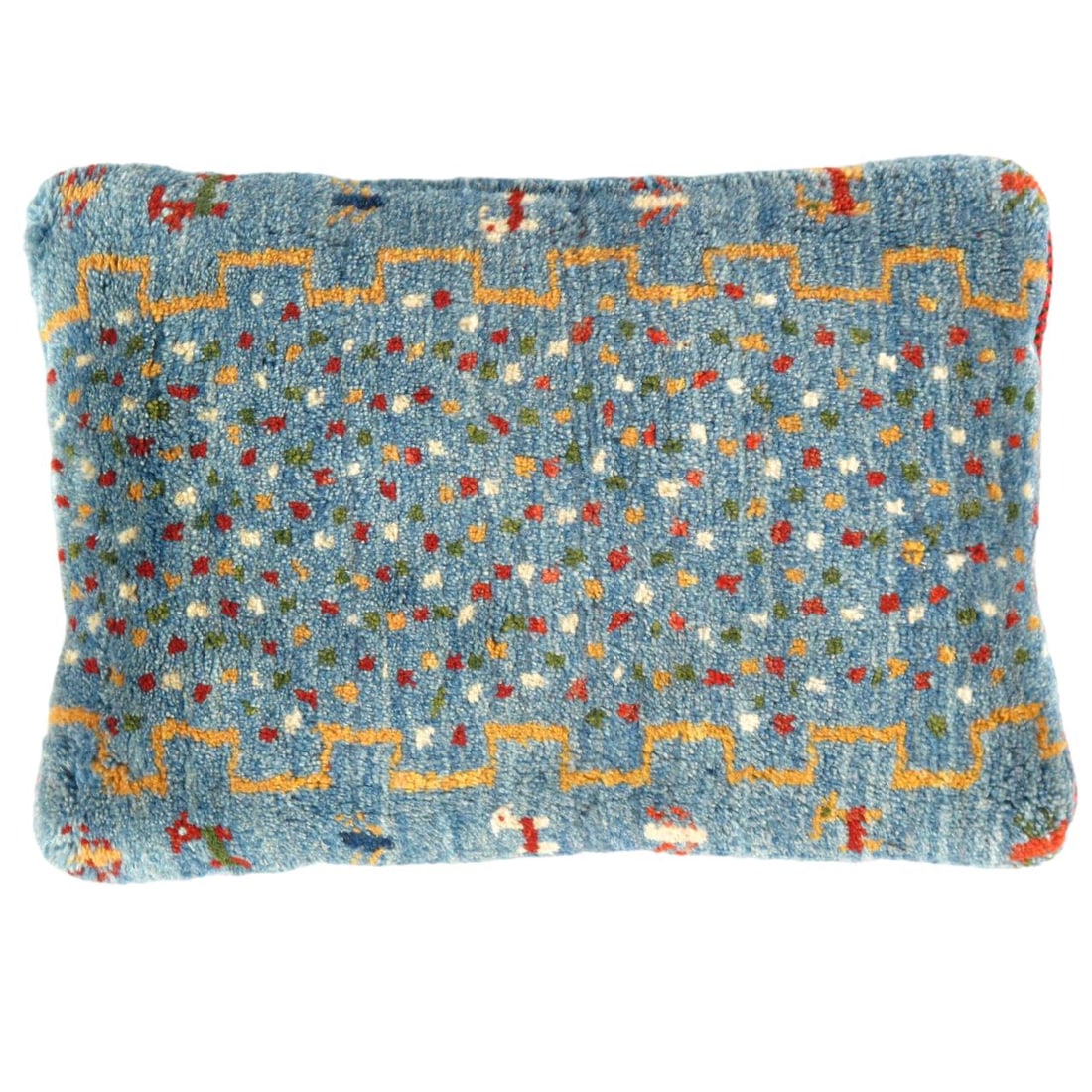 Fine Hand knotted Gabbeh pillow 16"X 23": Fine Hand knotted Gabbeh pillow 16"X 23" - NEW, Gabbeh, Hand-Knotted, Lamb's Wool, 300 -PG 274- 862.This item is part of our fine auction collection which includes many fine home accessories including