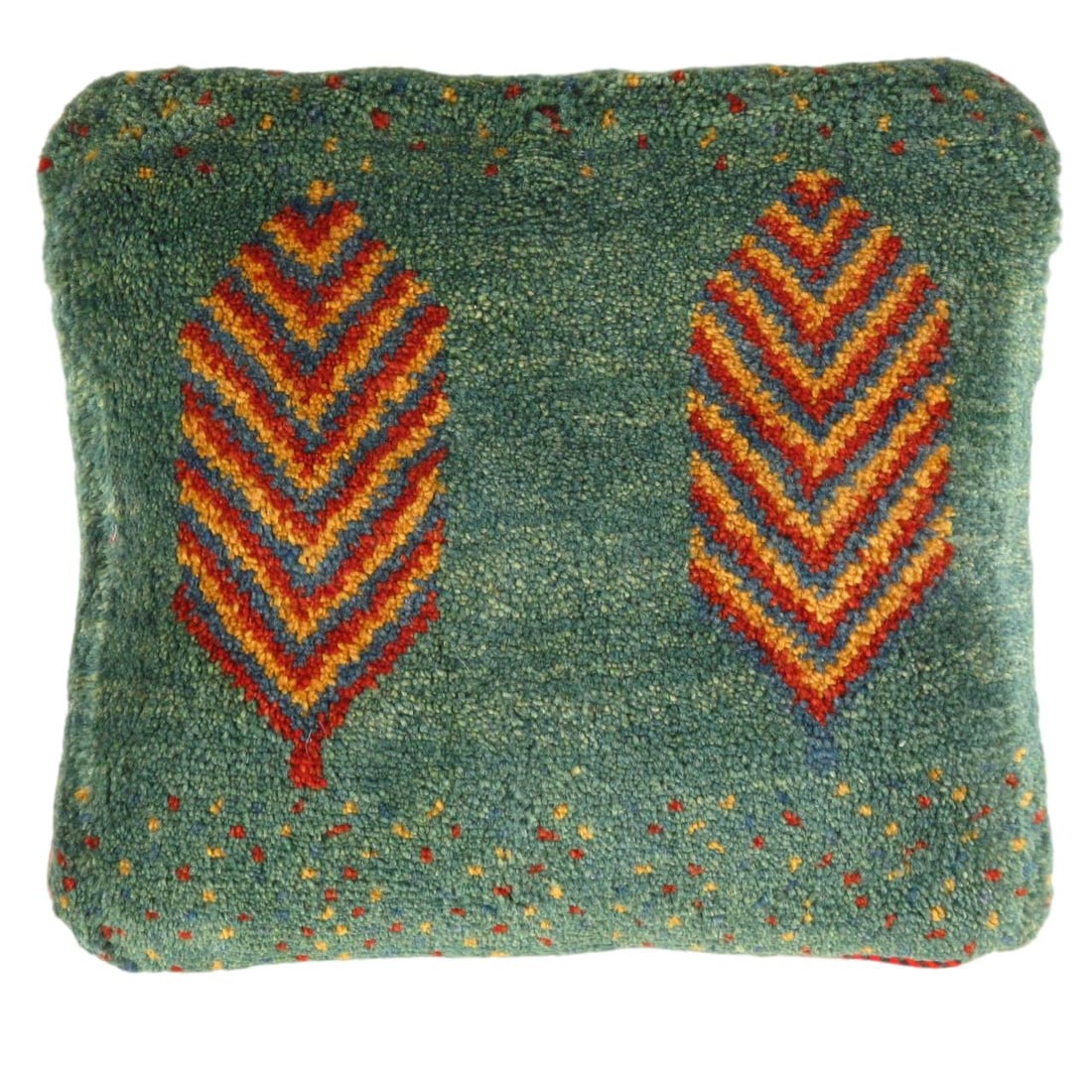 Fine Hand knotted Gabbeh pillow 16"X 16": Fine Hand knotted Gabbeh pillow 16"X 176"- New, Ikat, Handmade, Wool, 300 -PG 408- 862.This item is part of our fine auction collection which includes many fine home accessories including antique rugs