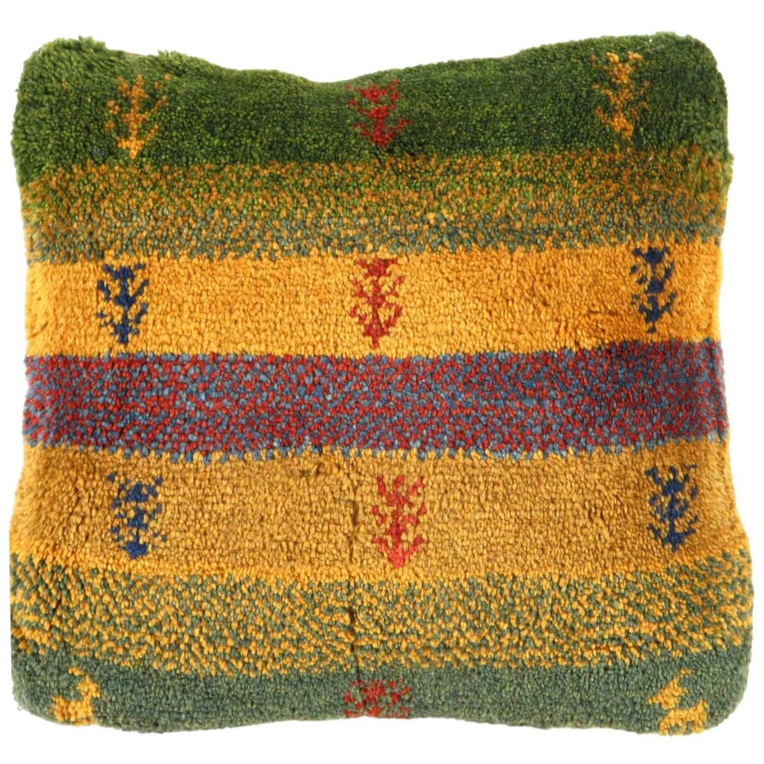 Fine Hand knotted Gabbeh pillow 16"X 16": Fine Hand knotted Gabbeh pillow 16"X 16" - New, Gabbeh, Hand-Knotted, Wool, 300 -PG 345- 862.This item is part of our fine auction collection which includes many fine home accessories including antiqu