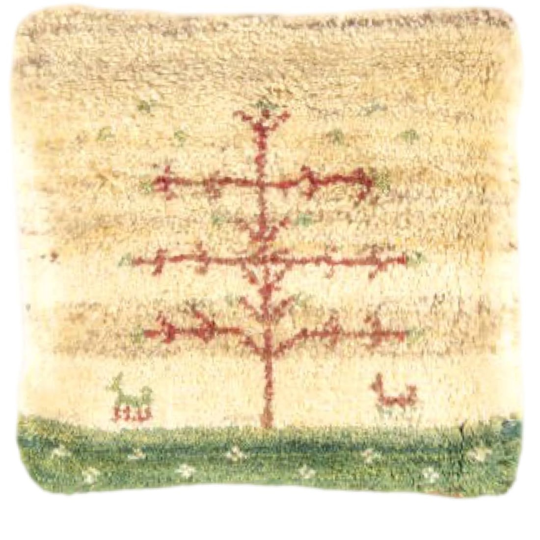 Fine Hand knotted Persian Gabbeh pillow 16"X 16": Fine Hand knotted Persian Gabbeh pillow 15"X 16" - New, Gabbeh, Hand-Knotted, wool, 300 -PG 430- 862.This item is part of our fine auction collection which includes many fine home accessories includin