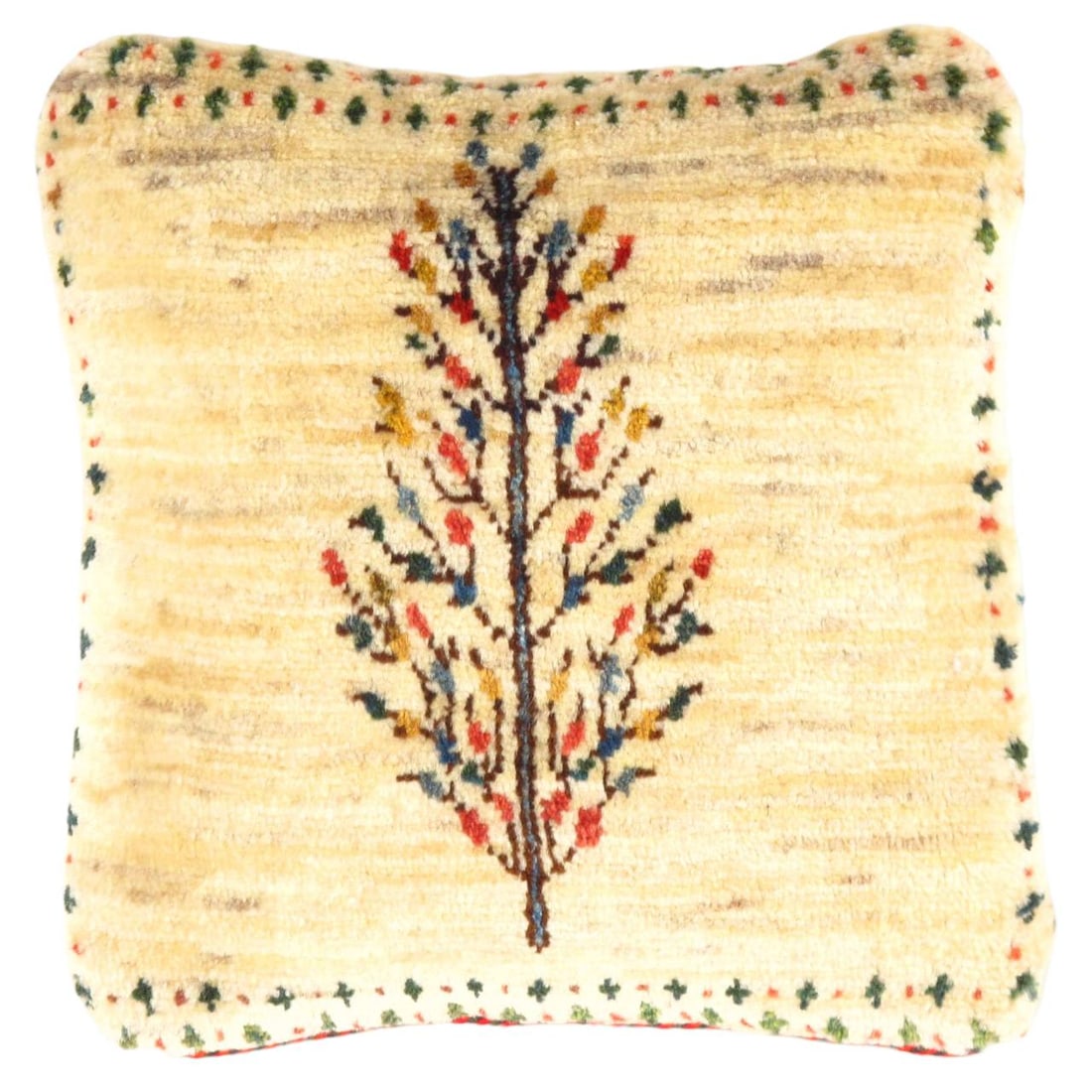 Fine Hand knotted Persian Gabbeh pillow 15"X 14": Fine Hand knotted Persian Gabbeh pillow 15"X 14"- New, gabbeh, Hand-Knotted, Wool, 300 -PG 446- 862.This item is part of our fine auction collection which includes many fine home accessories including