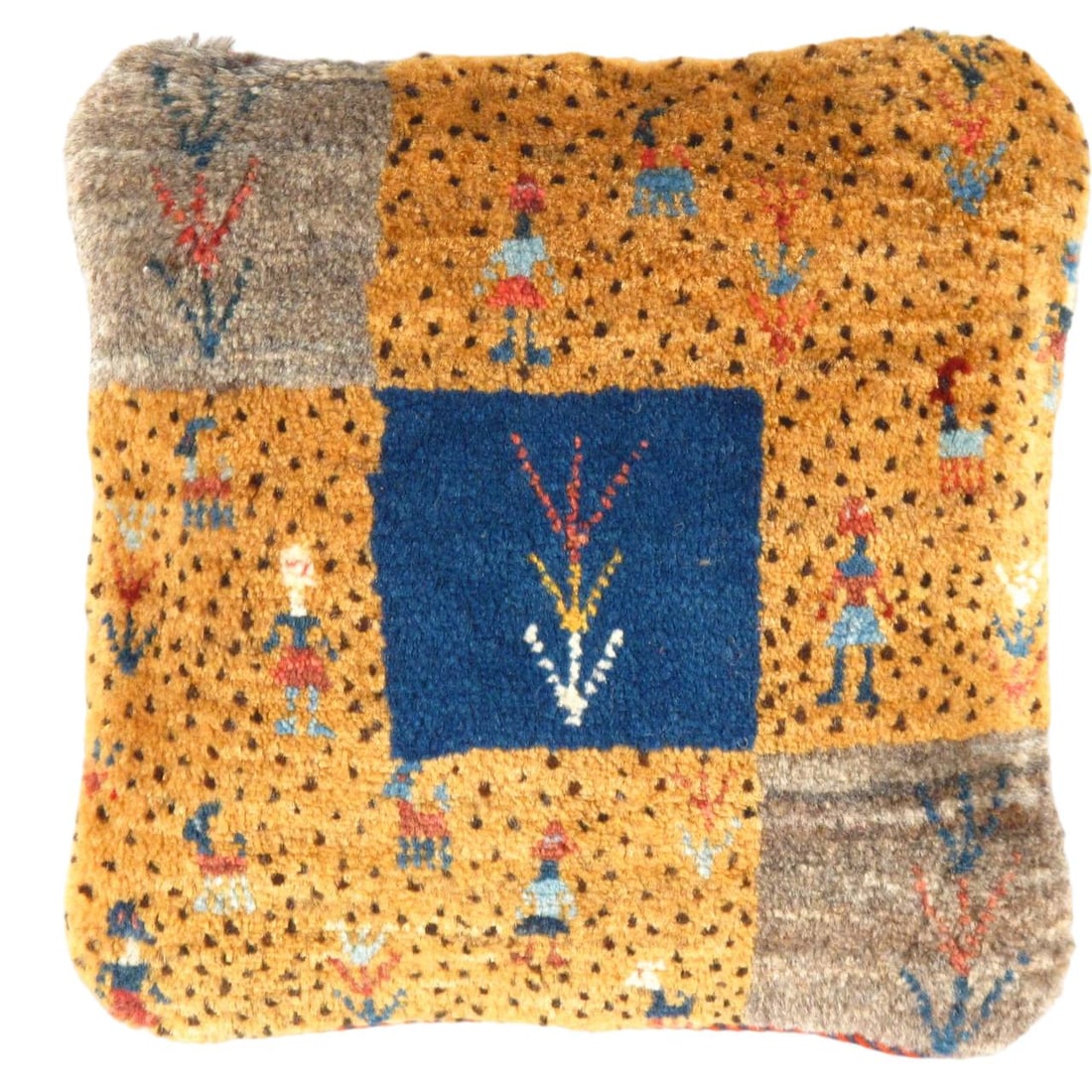 Fine Hand knotted Persian Gabbeh pillow 15"X 14'": Fine Hand knotted Persian Gabbeh pillow 15"X 14'"- New, gabbeh, Hand-made, wool, 300 -PG 362- 862.This item is part of our fine auction collection which includes many fine home accessories including a