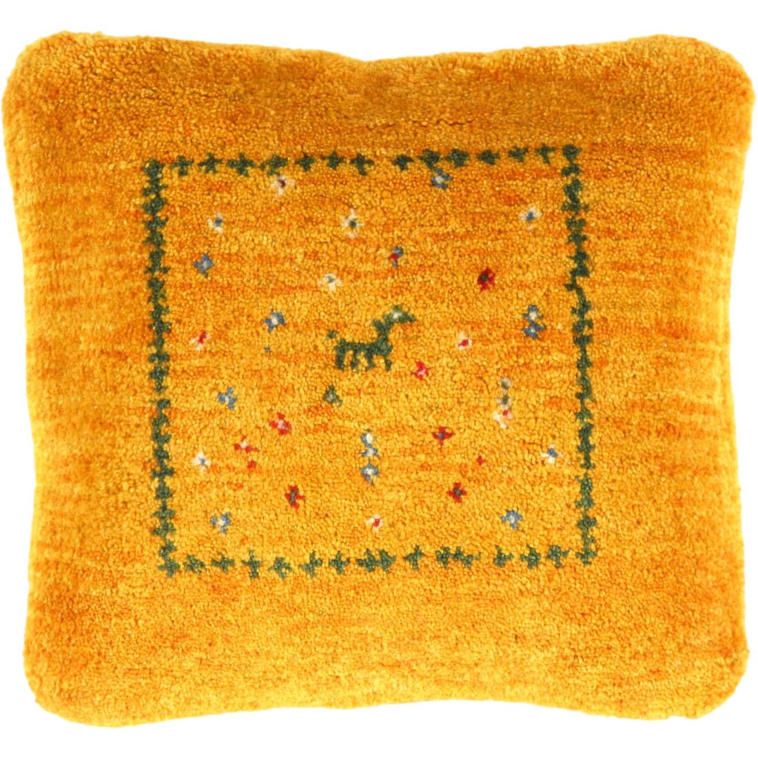 Fine Hand knotted Persian Gabbeh pillow 16'' X 16'': Fine Hand knotted Persian Gabbeh pillow 16'' X 16''- New, Gabbeh, Hand-made, wool, 300 -PG 386- 862.This item is part of our fine auction collection which includes many fine home accessories including