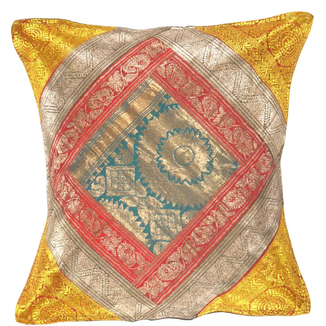 Vintage Sari silk Square Pillow Case 16 ": Vintage Sari silk Square Pillow Case 16 " - N/A, Traditional, Hand-Woven, sari Silk, 300 -Pss 151- 862.This item is part of our fine auction collection which includes many fine home accessories includ