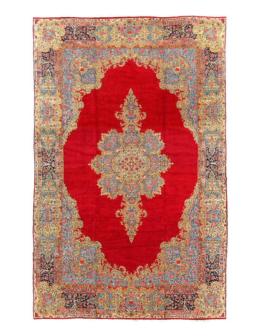 Red Persian Kerman 13' X 19' (1 of 3)