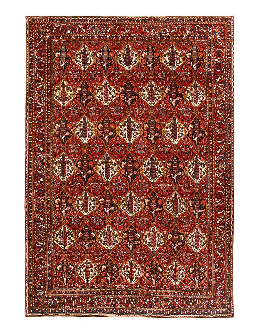 Fine Hand knotted Persian Bakhtiari rug 9'X 12'8": Fine Hand knotted Persian Bakhtiari rug 9'X 12'8" - CIRCA 1990, Bakhtiari, Hand-Knotted, Lamb's Wool, 300 -D15259- 862.This item is part of our fine auction collection which includes many fine home ac