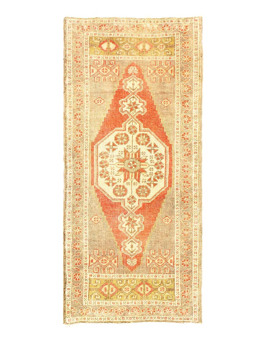 Antique Turkish Oushak Rug 1'9"X 4': Antique Turkish Oushak Rug 1'9"X 4'- antique, Oushak, Hand-Knotted, Lamb's Wool, 300 -D15423- 862.This item is part of our fine auction collection which includes many fine home accessories including a