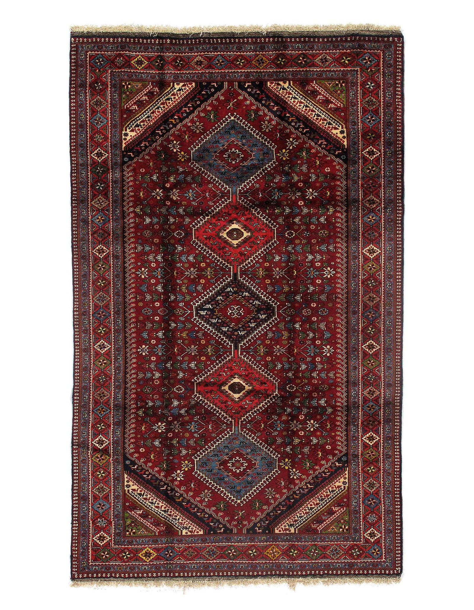 Navy Persian Yalameh 5'11"x8'4": Navy Persian Yalameh 5'11"x8'4" - New, Yalameh, Hand-Knotted, Wool & Silk, 300 -D09618- 862.This item is part of our fine auction collection which includes many fine home accessories including antique