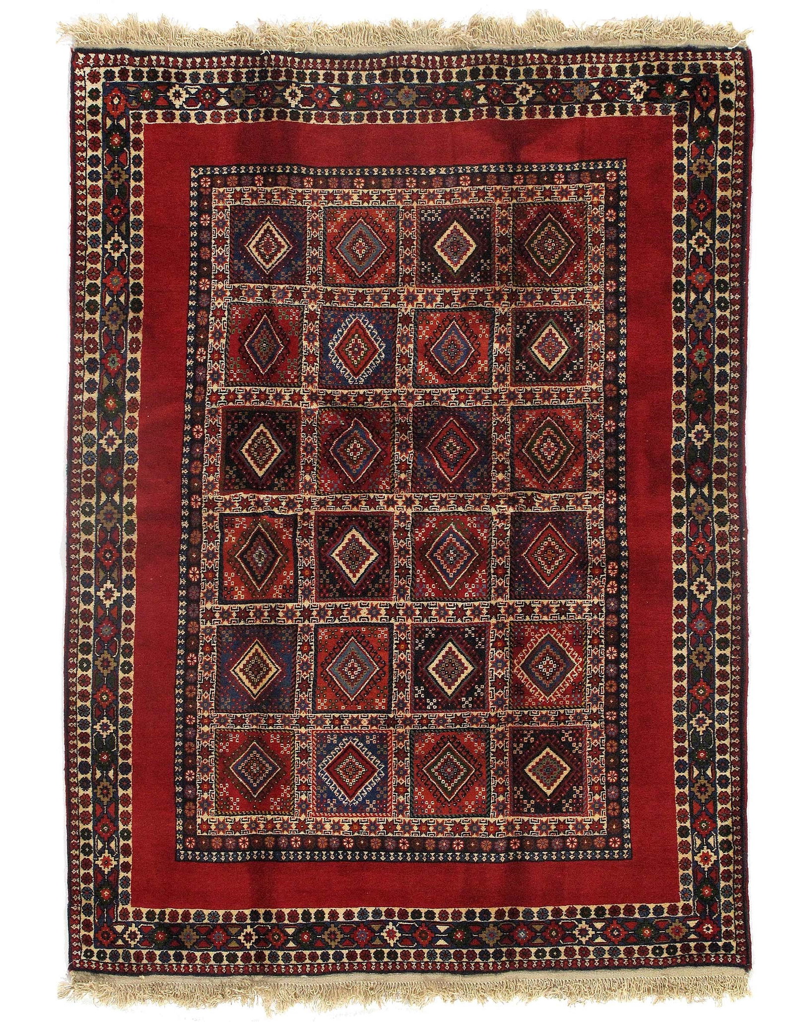 Red Persian Yalameh 5' X 6'7": Red Persian Yalameh 5' X 6'7" - New, Yalameh, Hand-Knotted, Lamb's Wool, 300 -D09616- 862.This item is part of our fine auction collection which includes many fine home accessories including antique r