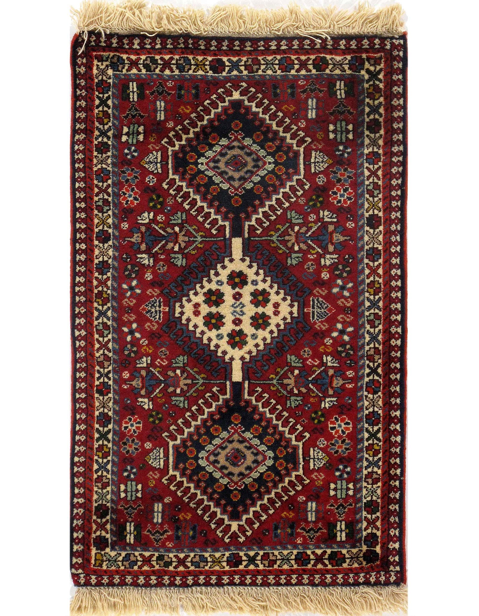 Red Persian yalameh 2' X 3'3": Red Persian yalameh 2' X 3'3" - New, Yalameh, Hand-Knotted, Lamb's Wool, 300 -D09560- 862.This item is part of our fine auction collection which includes many fine home accessories including antique r