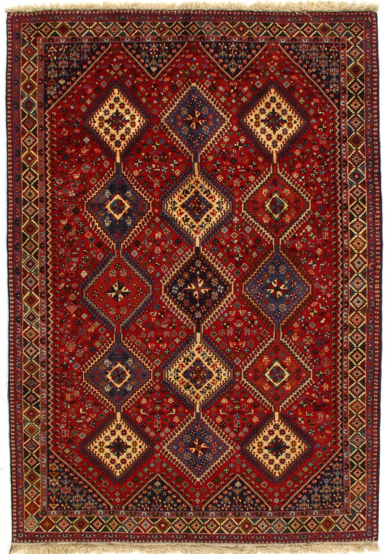 Red Persian yalameh 7'x 10': Red Persian yalameh 7'x 10' - , Yalameh, Hand-Knotted, Lamb's Wool, 300 -D08687- 862.This item is part of our fine auction collection which includes many fine home accessories including antique rugs, 