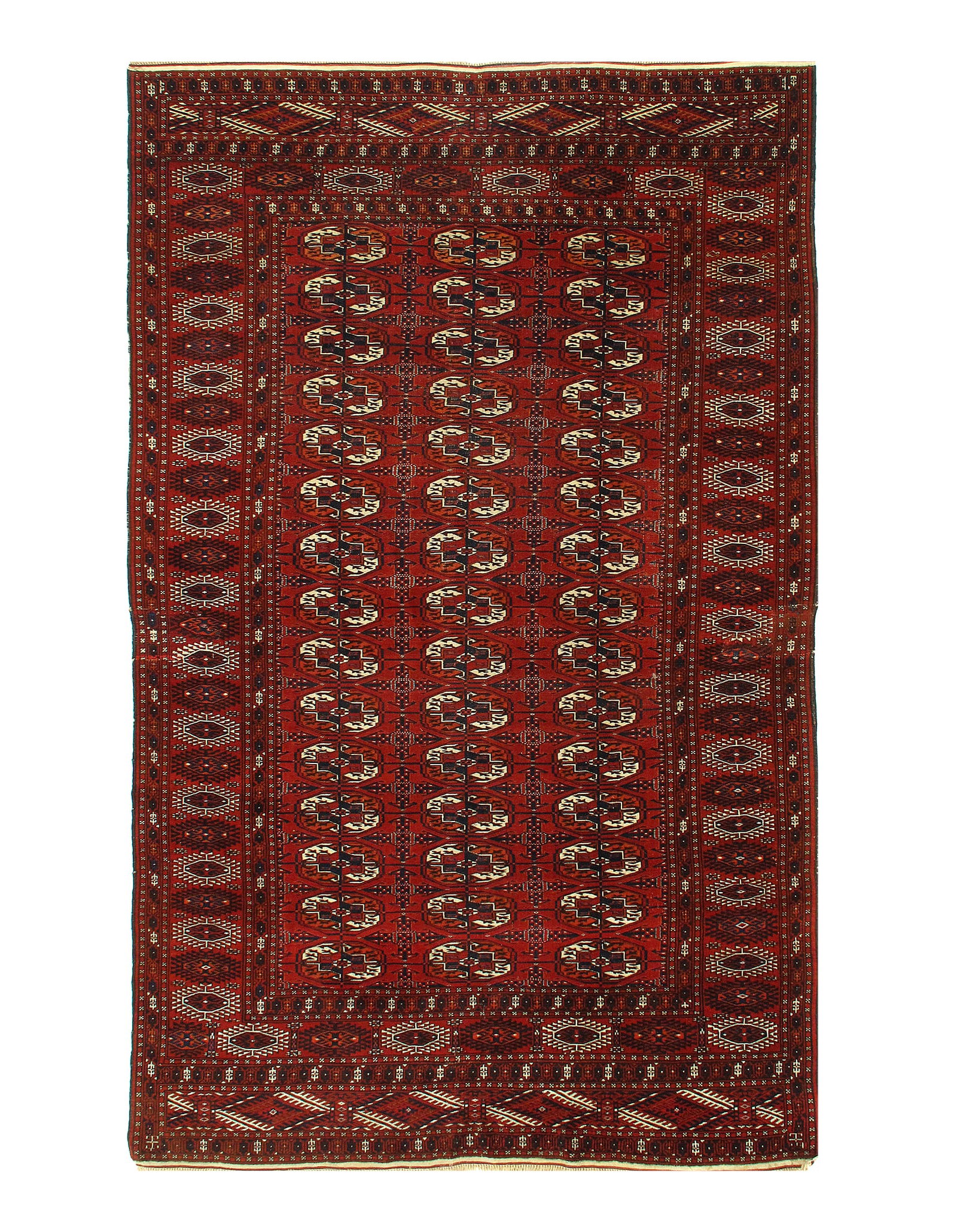 Red Russian Antique Turkman 5'6'' X 8'11'': Red Russian Antique Turkman 5'6'' X 8'11'' - Circa 1880, Turkaman, Hand-Knotted, Lamb's Wool, 300 -D10067- 862.This item is part of our fine auction collection which includes many fine home