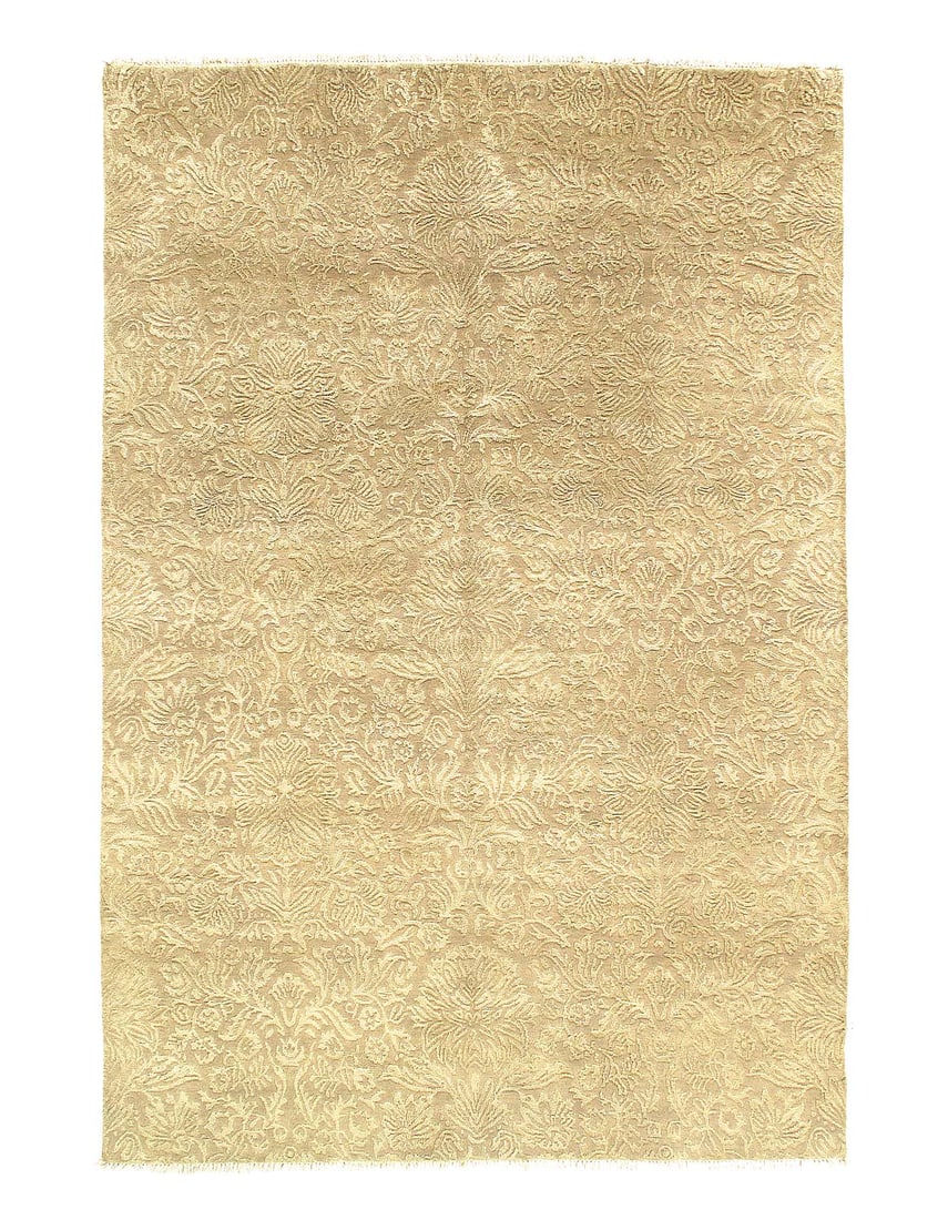 Beige Indo Tabriz Rug 5'5" X 8': Beige Indo Tabriz Rug 5'5" X 8' - New, Tabriz, Hand-Knotted, Wool & Silk, 300 -D04494- 862.This item is part of our fine auction collection which includes many fine home accessories including antique 