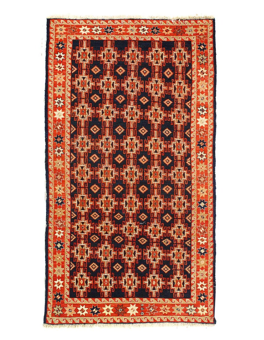 Turkish Caucasian Sumak rug 2'8"x 4'9': Turkish Caucasian Sumak rug 2'8"x 4'9' - CIRCA 1970, Sumak, Hand-Woven, Lamb's Wool, 300 -D14926- 862.This item is part of our fine auction collection which includes many fine home accessories includi