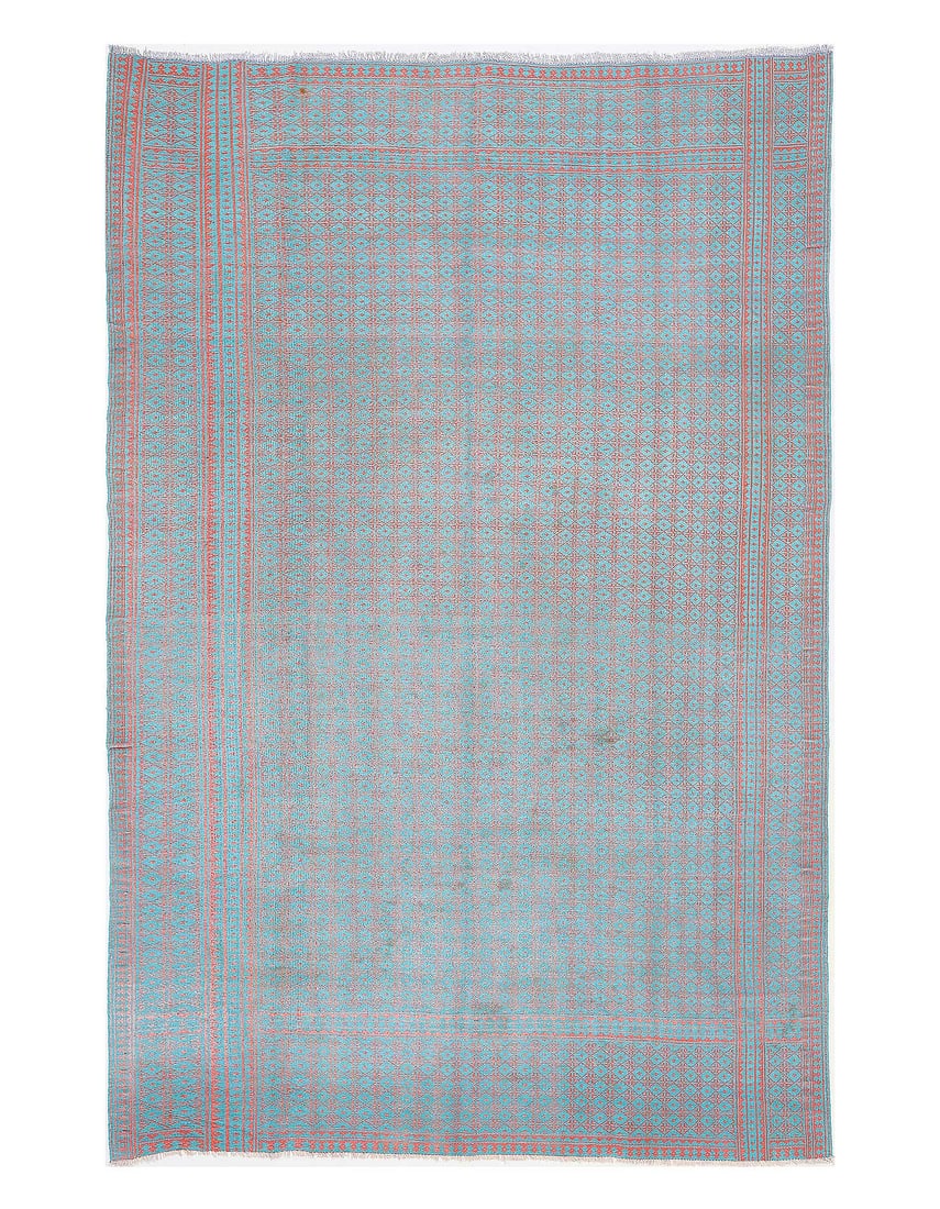 Reversible Persian cotton sumak hand woven rug 8'2'' X 12'9'': Reversible Persian cotton sumak hand woven rug 8'2'' X 12'9'' - CIRCA 1960, Sumak, Hand-Woven, Cotton, 300 -D13791- 862.This item is part of our fine auction collection which includes many fine home a