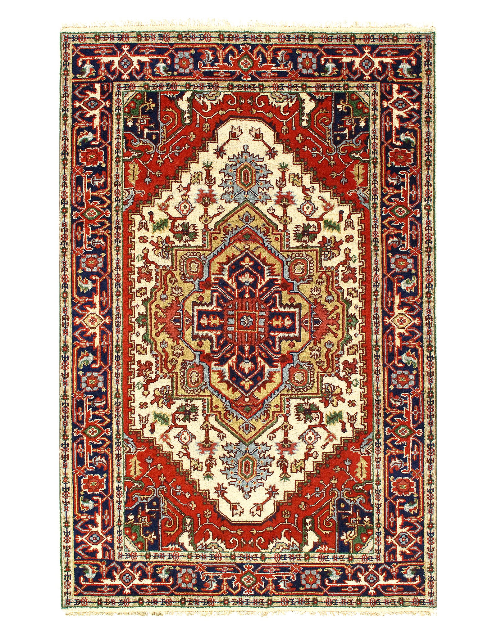 Ivory Fine Hand-Knotted Serapi Design 5' X 8': Ivory Fine Hand-Knotted Serapi Design 5' X 8' - New, Serapi, Hand-Knotted, Lamb's Wool, 300 -D11118- 862.This item is part of our fine auction collection which includes many fine home accessories incl