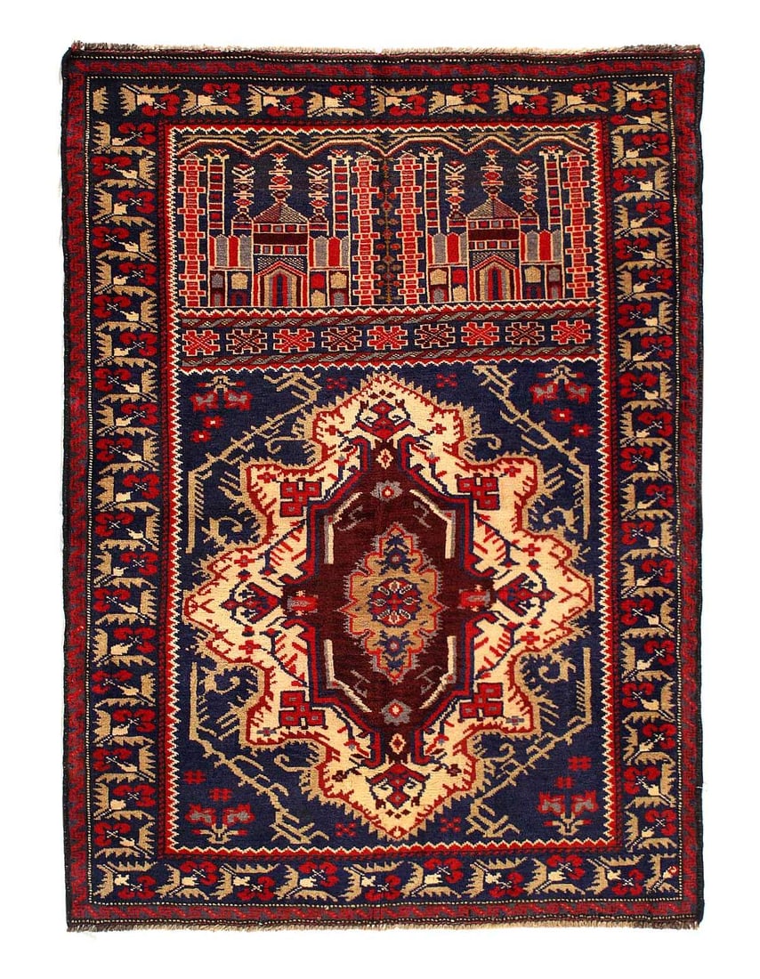 Fine Hand Knotted Balouchi Rug size 3'4'' X 4'6'': Fine Hand Knotted Balouchi Rug size 3'4'' X 4'6''New , Hand knotted wool, 300 -D14963- 862.This item is part of our fine auction collection which includes many fine home accessories including antique 
