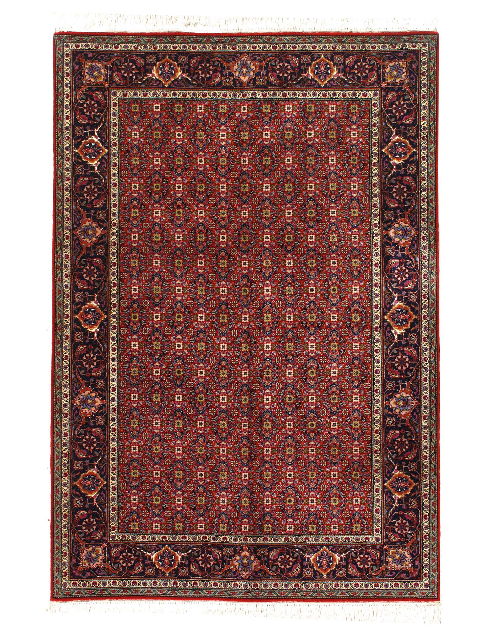 Tabriz Mahi Design Silk & Wool Rug 4'1"X 6': Tabriz Mahi Design Silk & Wool Rug 4'1"X 6'- New, Modern, Hand-Knotted, Lamb's Wool, 300 -D15162- 862.This item is part of our fine auction collection which includes many fine home accessories includi