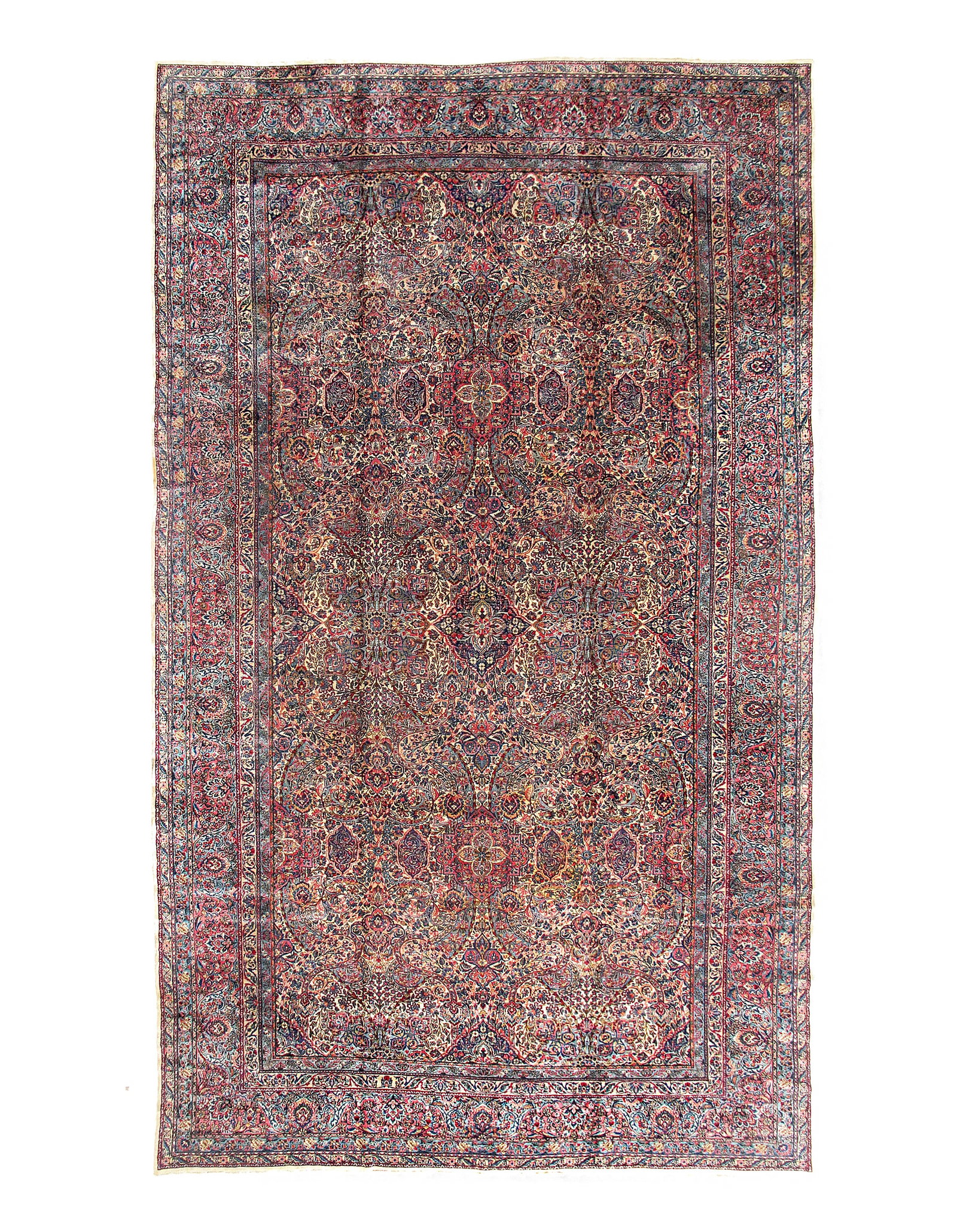 Beige Persian Antique Kerman 10'11 X 19'1'': Beige Persian Antique Kerman 10'11 X 19'1'' - Circa 1880, kerman, Hand-Knotted, Lamb's Wool, 300 -D05719- 862.This item is part of our fine auction collection which includes many fine home accessories