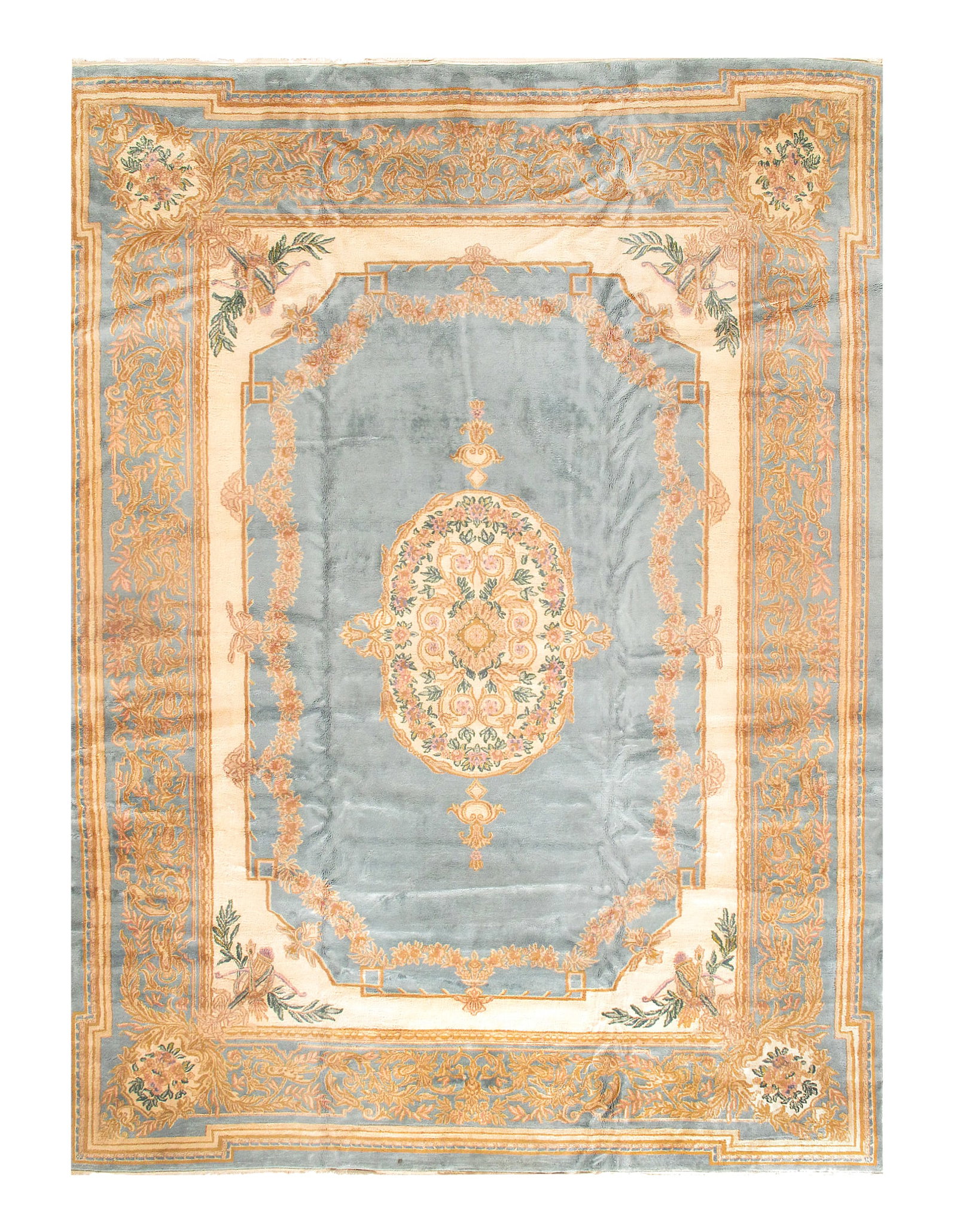 L Blue Persian Royal Kerman 11'6" X 16': L Blue Persian Royal Kerman 11'6" X 16' - Circa 1960, kerman, Hand-Knotted, Lamb's Wool, 300 -D08801- 862.This item is part of our fine auction collection which includes many fine home accessories inc