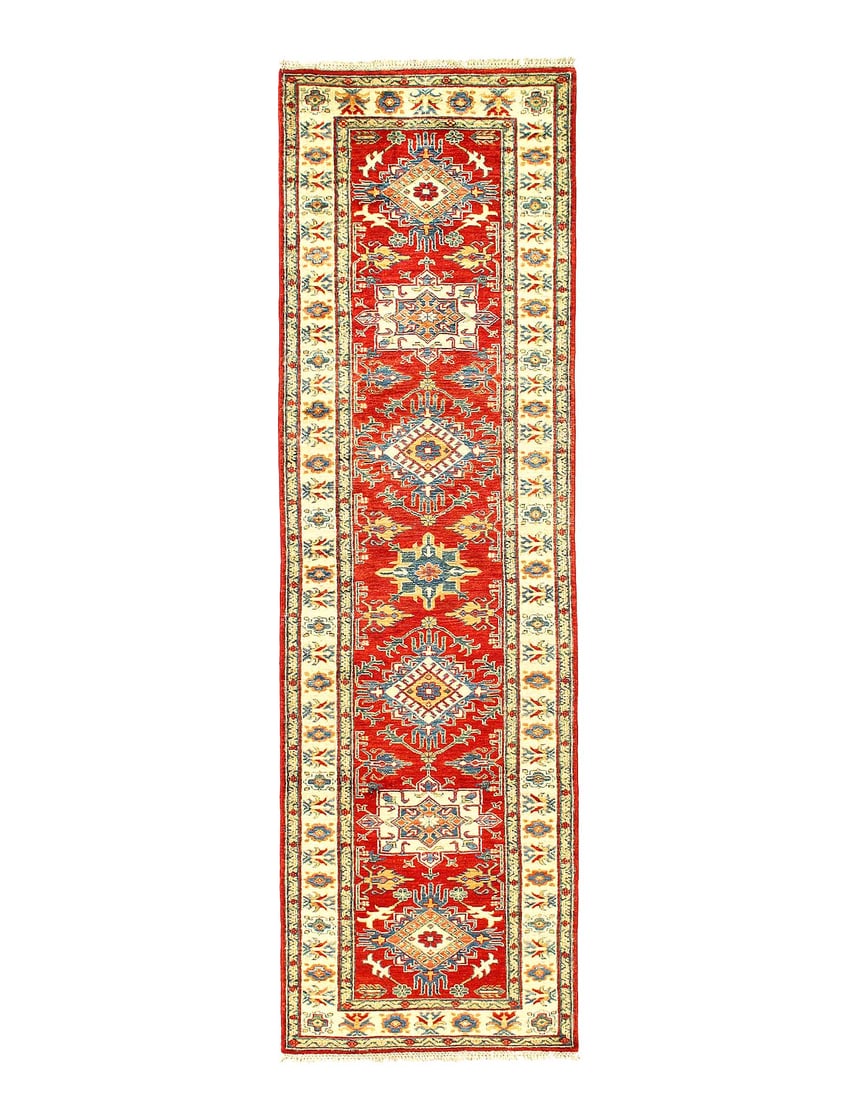 Fine Hand Knotted kazak Runner 2'10" X 9'7": Fine Hand Knotted kazak Runner 2'10" X 9'7" - New, Kazak, Hand-Knotted, Lamb's Wool, 300 -D12689- 862.This item is part of our fine auction collection which includes many fine home accessories includi