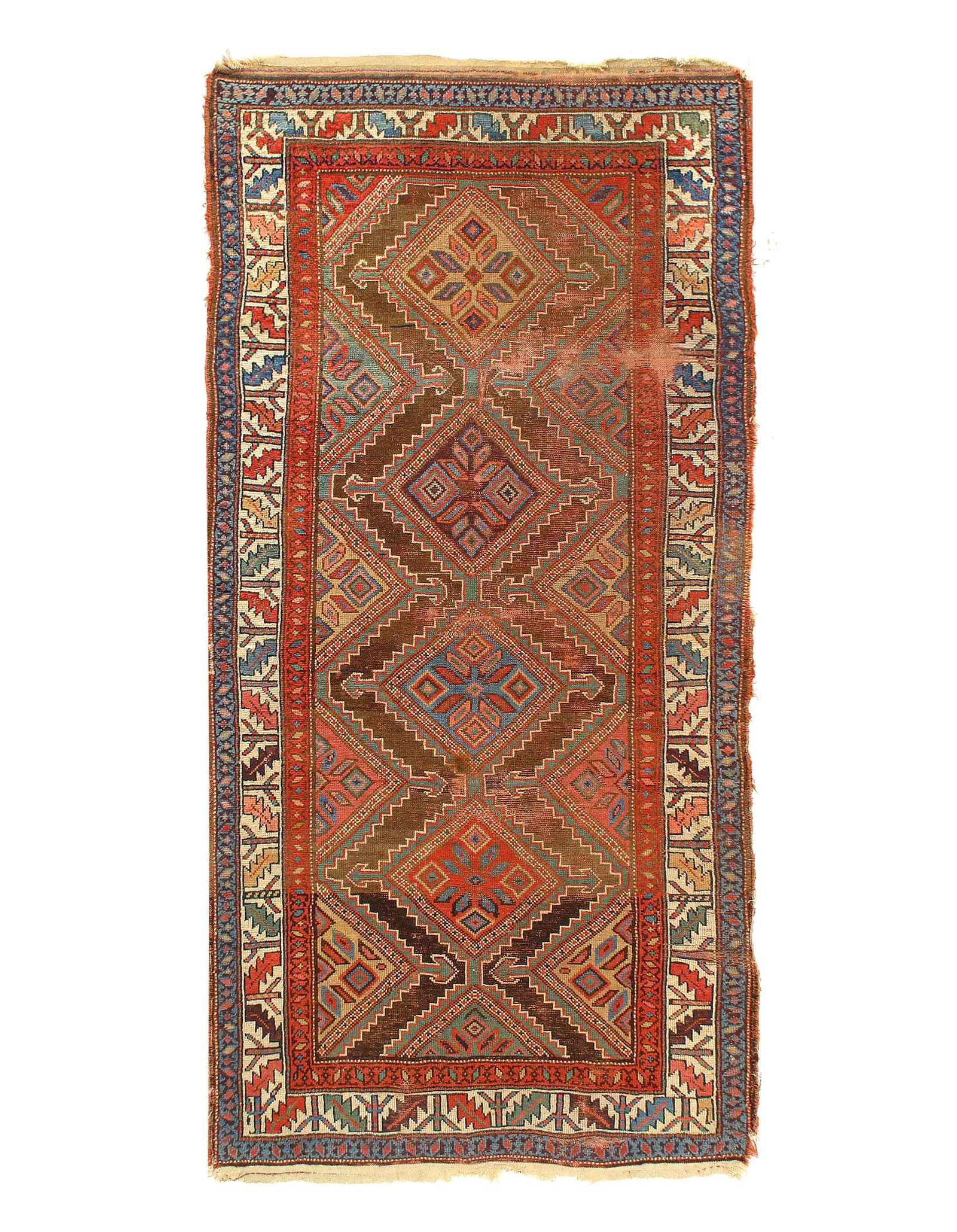 Fine Hand Knotted Antique Kazak rug 3'9'' X 7'8'': Fine Hand Knotted Antique Kazak rug 3'9'' X 7'8'' - Early 20th Century, Kazak, Hand-Knotted, Lamb's Wool, 300 -D11819- 862.This item is part of our fine auction collection which includes many fine hom