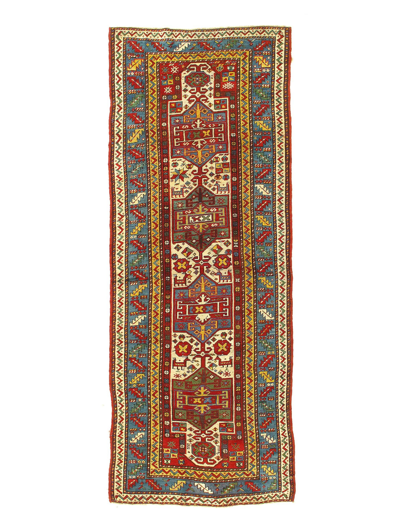 Red Russian Antique Kazak runner 3'6'' X 9'6'': Red Russian Antique Kazak runner 3'6'' X 9'6'' - 1900, Kazak, Hand-Knotted, Lamb's Wool, 300 -D07742- 862.This item is part of our fine auction collection which includes many fine home accessories inc