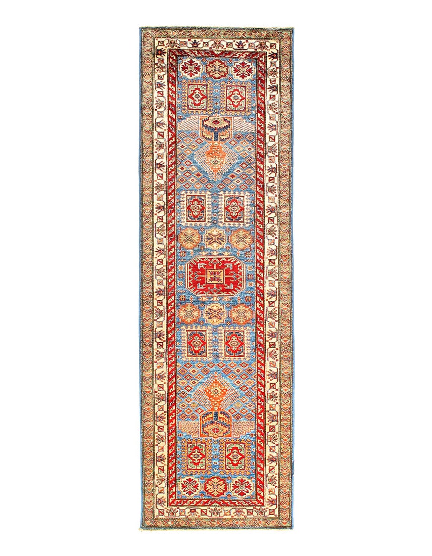 Fine Hand Knotted Kazak runner 2'8"X 9'5": Fine Hand Knotted Kazak runner 2'8"X 9'5" - NEW, Kazak, Hand-Knotted, Lamb's Wool, 300 -D15011- 862.This item is part of our fine auction collection which includes many fine home accessories including