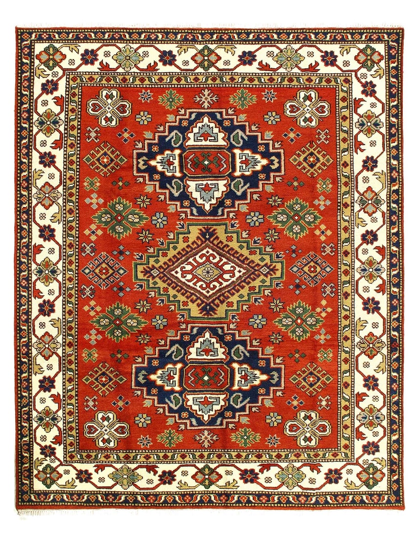 Fine Hand Knotted Kazak design 8' X 10': Fine Hand Knotted Kazak design 8' X 10' - New, Kazak, Hand-Knotted, Lamb's Wool, 300 -D11102- 862.This item is part of our fine auction collection which includes many fine home accessories including a