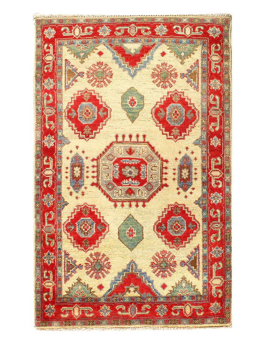 Fine Hand knotted Kazak 2'8"X 4': Fine Hand knotted Kazak 2'8"X 4' - NEW, Kazak, Hand-Knotted, Lamb's Wool, 300 -D14142- 862.This item is part of our fine auction collection which includes many fine home accessories including antique 