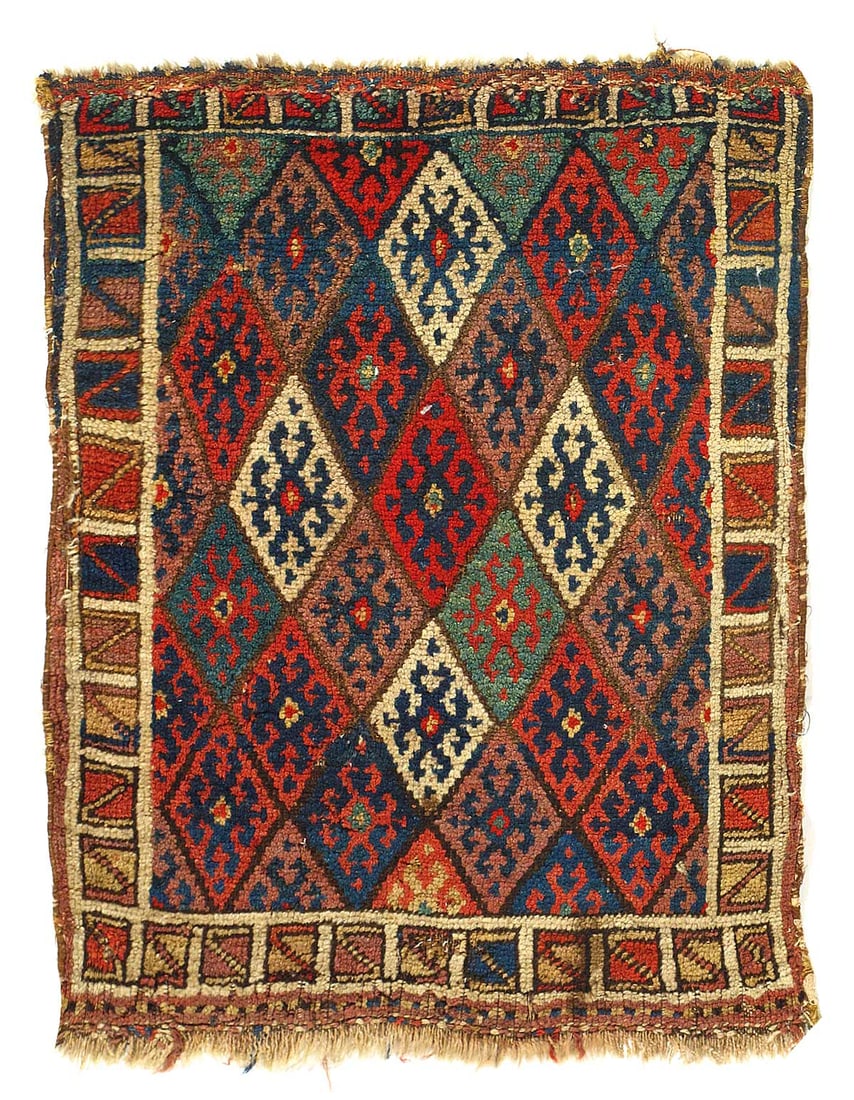 Russian Antique Kazak 1'11'X 2'4": Russian Antique Kazak 1'11'X 2'4" - CIRCA 1900, Kazak, Hand-Knotted, Lamb's Wool, 300 -54384- 862.This item is part of our fine auction collection which includes many fine home accessories including a