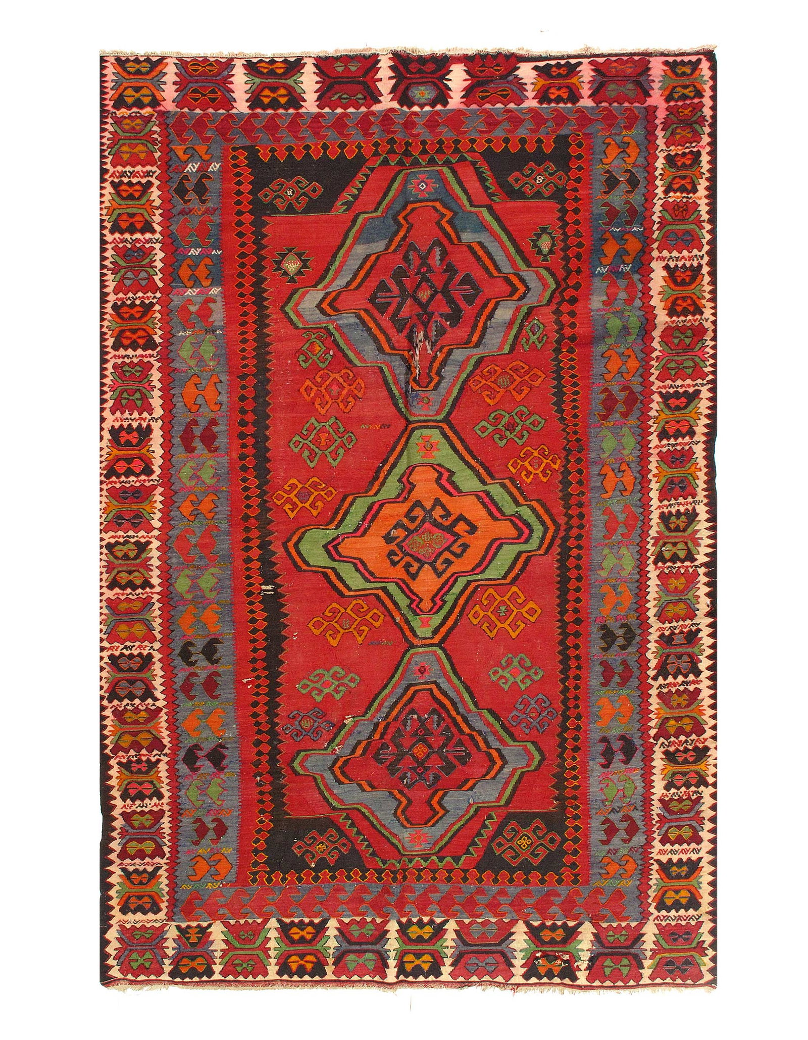 Russian Antique Kazak 5'11" x 9'8": Russian Antique Kazak 5'11" x 9'8" - Circa 1960, Kazak, Hand-Knotted, Wool, 300 -15765- 862.This item is part of our fine auction collection which includes many fine home accessories including antique